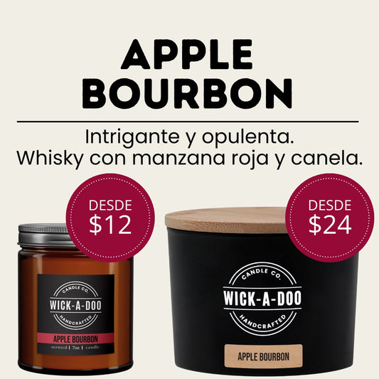 Apple Bourbon Wickadoo Candle Co. Panamá Aceptamos Yappy y tarjetas delivery en 24 horas
