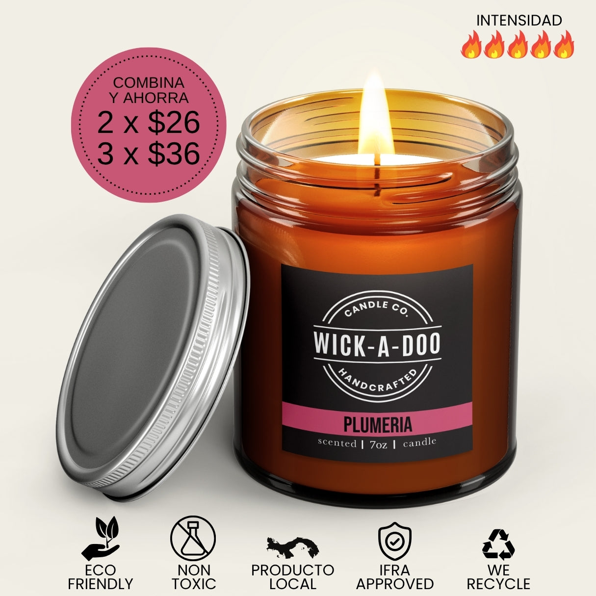 Plumeria Wickadoo Candle Co. Panamá Aceptamos Yappy y tarjetas delivery en 24 horas