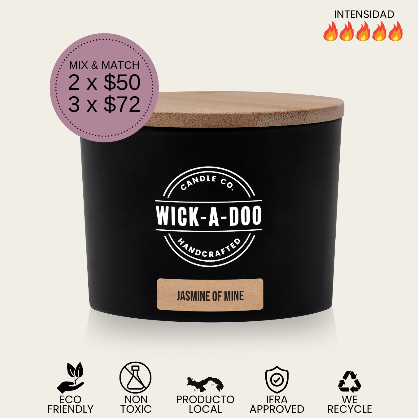 Jasmine of Mine Wickadoo Candle Co. Panamá Aceptamos Yappy y tarjetas delivery en 24 horas