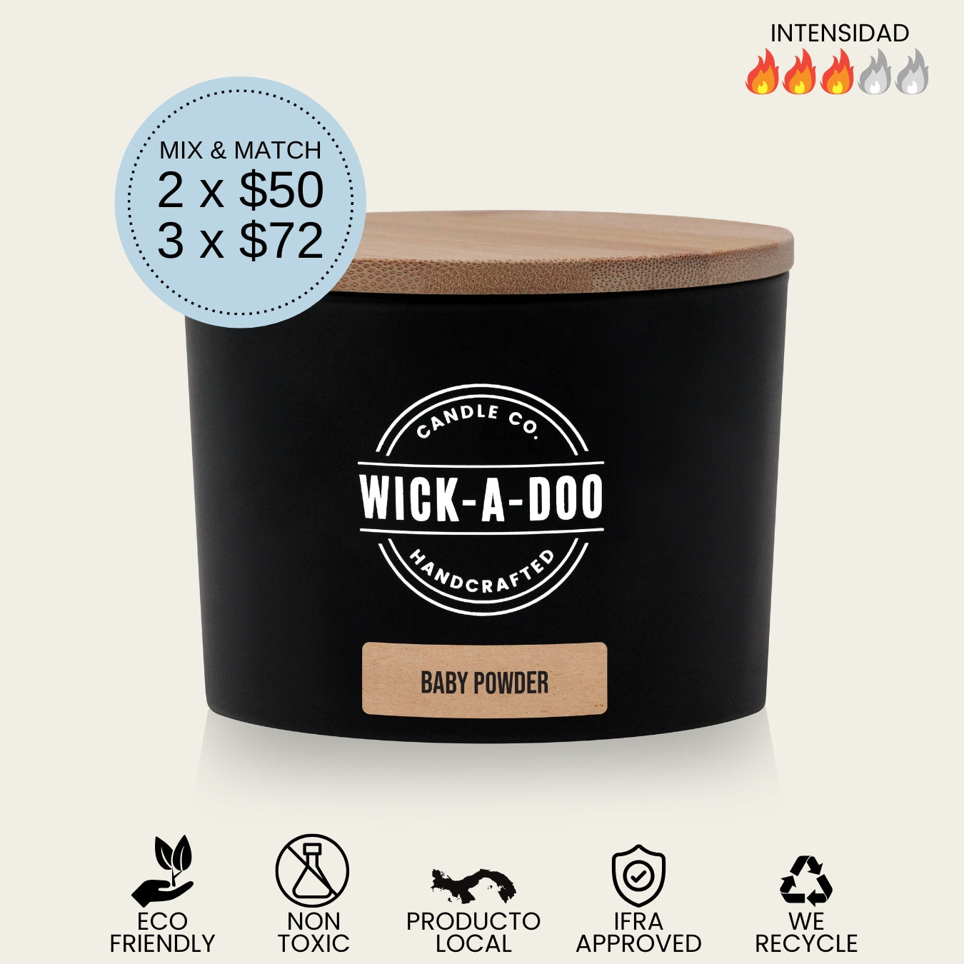 Baby Powder Wickadoo Candle Co. Panamá Aceptamos Yappy y tarjetas delivery en 24 horas