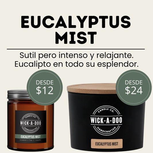 Eucalyptus Mist Wickadoo Candle Co. Panamá Aceptamos Yappy y tarjetas delivery en 24 horas
