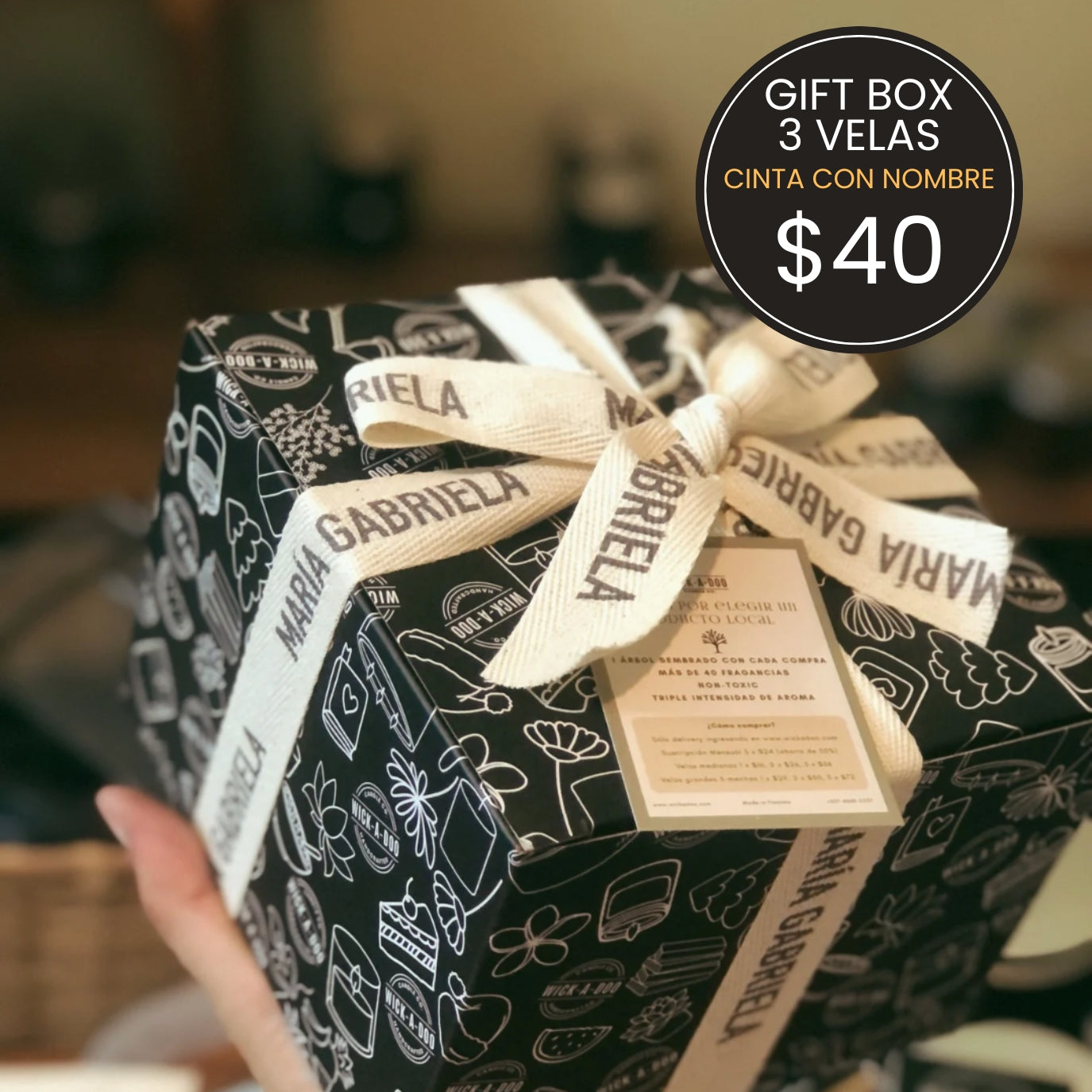 Gift Box 3 Velas (Cinta con Nombre)