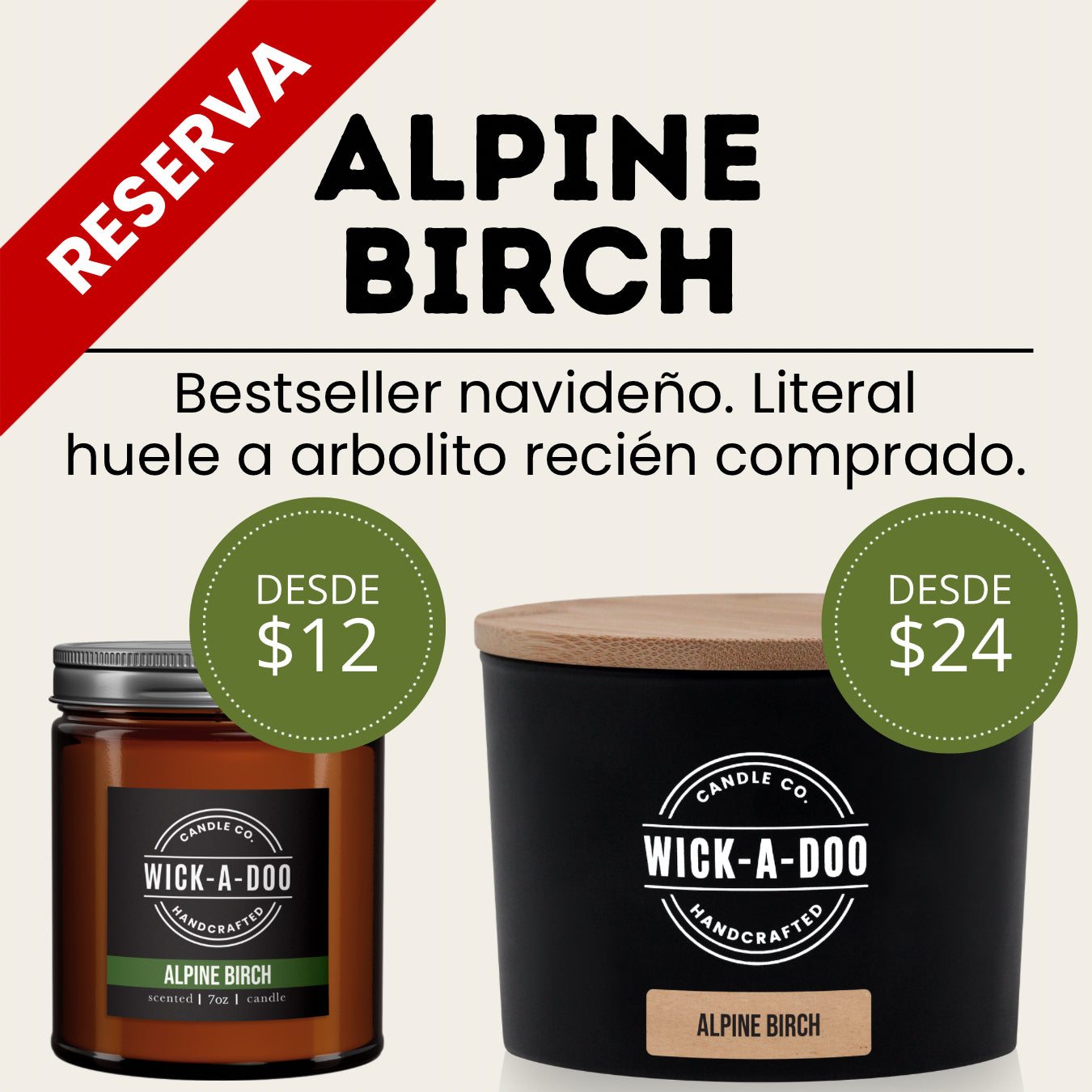 Alpine Birch Wickadoo Candle Co. Panamá Aceptamos Yappy y tarjetas delivery en 24 horas