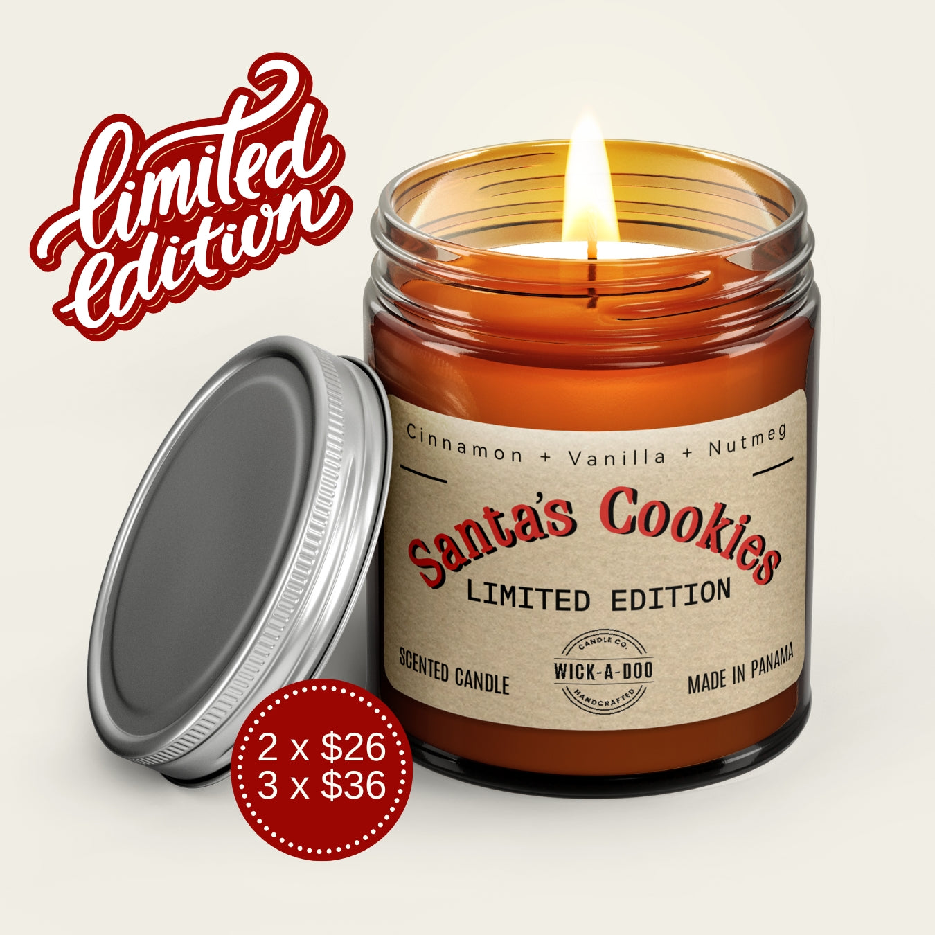 Santa's Cookies Wickadoo Candle Co. Panamá Aceptamos Yappy y tarjetas delivery en 24 horas