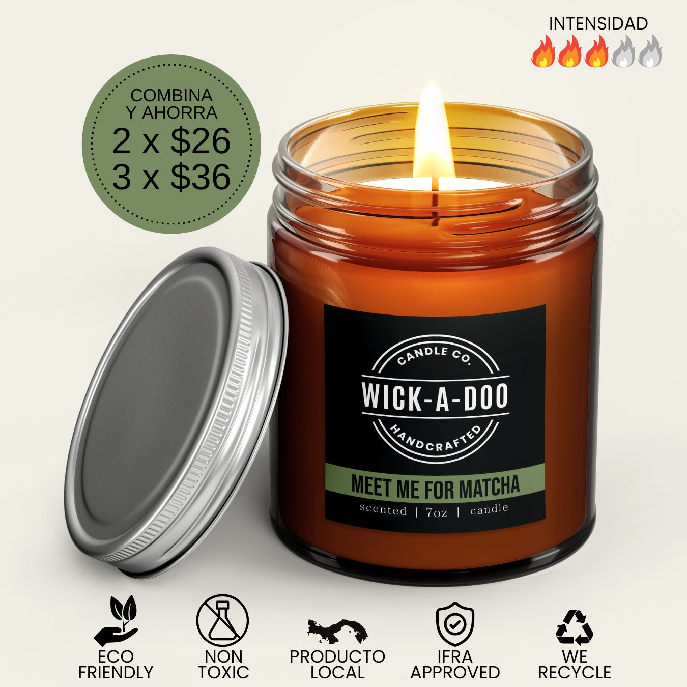 Meet Me For Matcha Wickadoo Candle Co. Panamá Aceptamos Yappy y tarjetas delivery en 24 horas