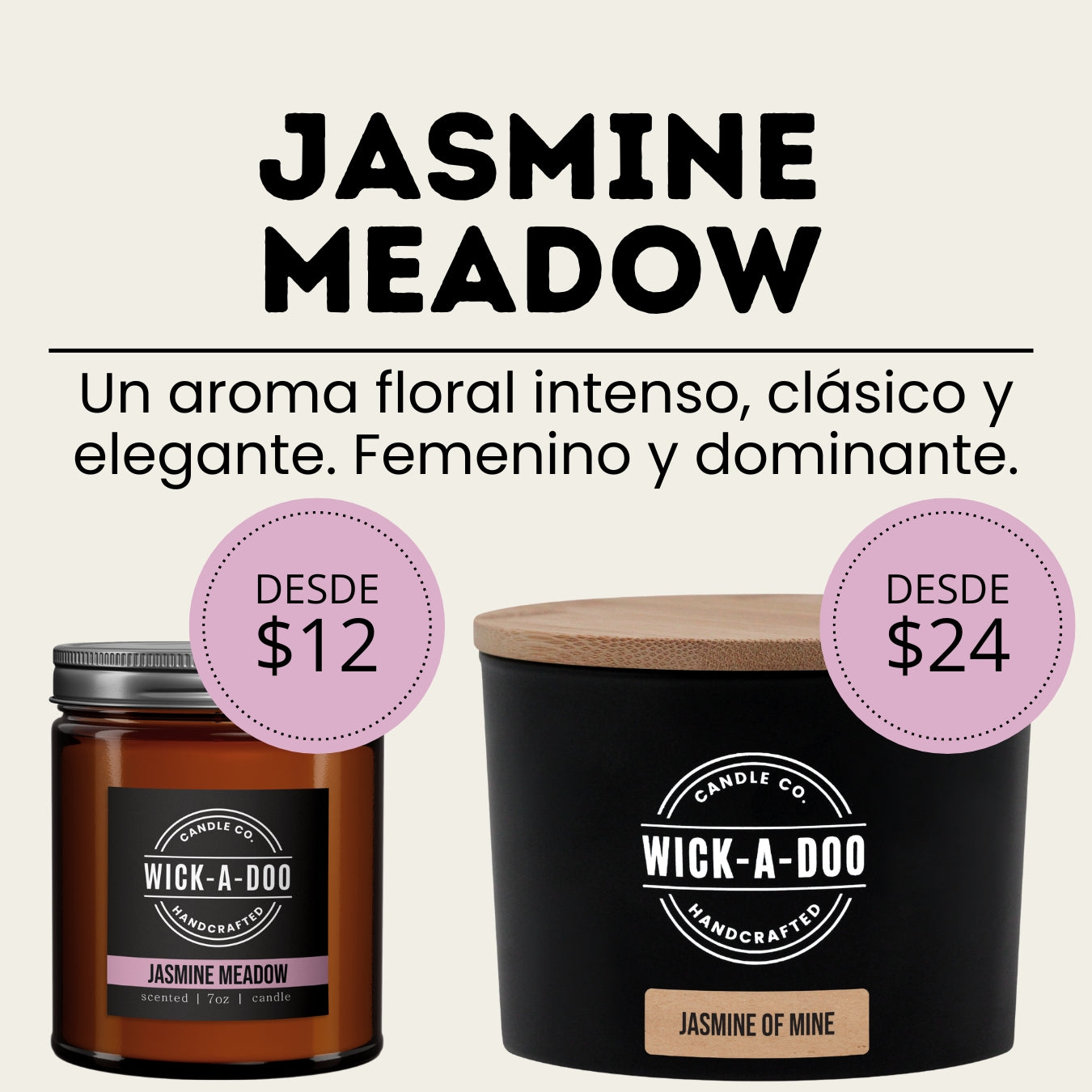 Jasmine Meadow Wickadoo Candle Co. Panamá Aceptamos Yappy y tarjetas delivery en 24 horas