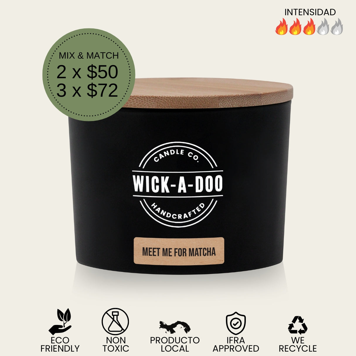 Meet Me For Matcha Wickadoo Candle Co. Panamá Aceptamos Yappy y tarjetas delivery en 24 horas